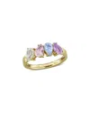 Rina Limor Silver 1.57 Ct. Tw. Rose De France & Sky Blue Topaz & Morganite &  Green Quartz Ring