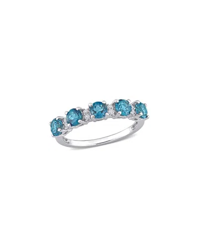 Rina Limor Silver 1.62 Ct. Tw. Gemstone Half-eternity Ring In Blue