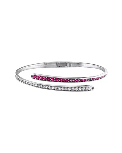 Rina Limor Silver 1.63 Ct. Tw. Lab-grown Created Ruby #7, Created White Sapphire Wrap Bangle Bracele In Multi