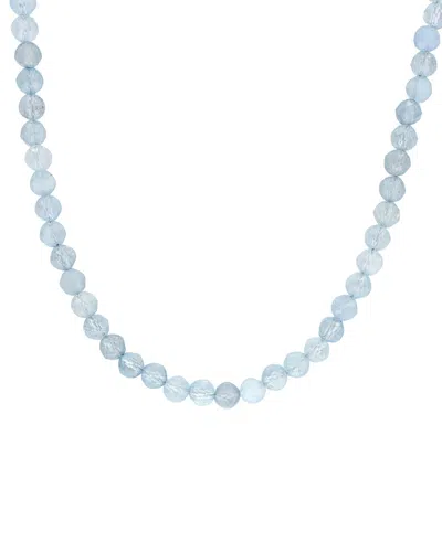 Rina Limor Silver 16.51 Ct. Tw. Aquamarine Bead Necklace In Blue