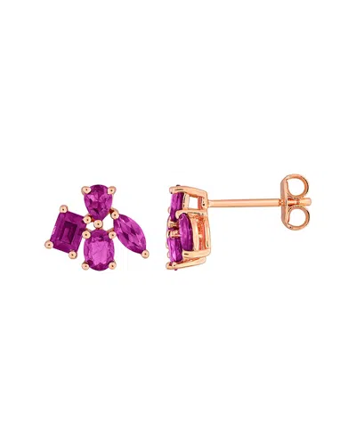 Rina Limor Silver 1.72 Ct. Tw. Rhodolite Stud Earrings In Multi