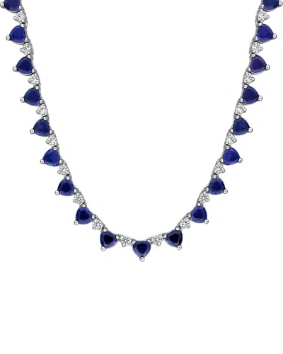 Rina Limor Silver 17.44 Ct. Tw. Lab-grown Blue Sapphire Necklace In Orange