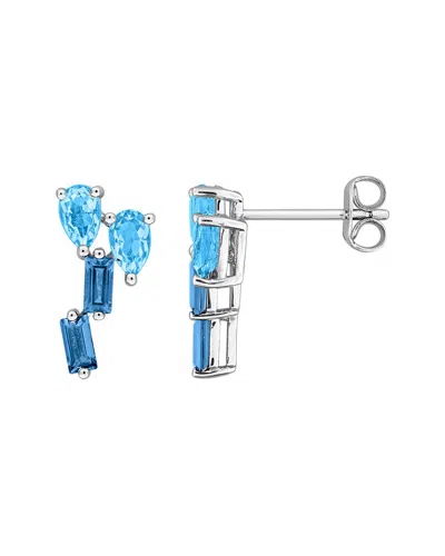 Rina Limor Silver 1.80 Ct. Tw. Blue Topaz - London, Blue Topaz - Swiss Drop Earrings In Pattern