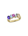 Rina Limor Silver 1.80 Ct. Tw. Green Quartz & Morganite & Tanzanite & Sky Blue  Topaz & Amethyst Rin