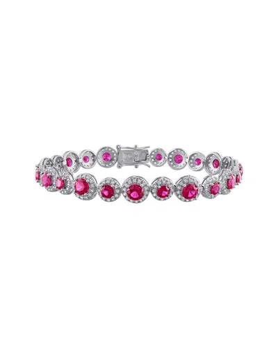 Rina Limor Silver 18.81 Ct. Tw. Lab-grown Ruby And White Sapphire Tennis Bracelet In Purple