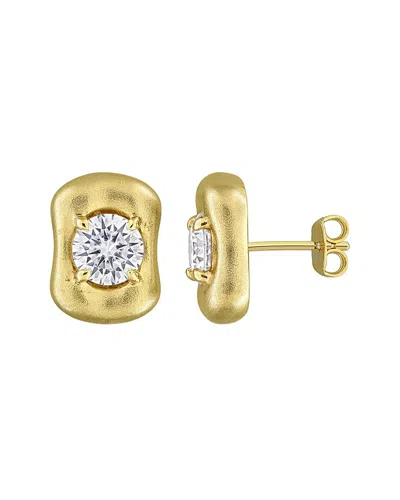 Rina Limor Silver 1.90 Ct. Tw. Created White Moissanite Stud Earrings In Gold