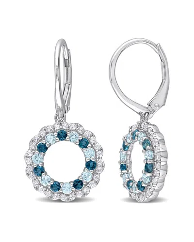 Rina Limor Silver 1.96 Ct. Tw. Gemstone Open Circle Drop Earrings