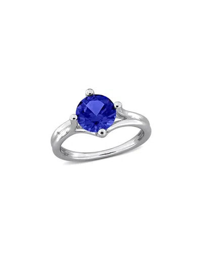 Rina Limor 2ct Tgw Created Blue Sapphire Solitaire Ring In St In Silver