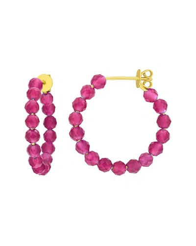 Rina Limor Silver 2.02 Ct. Tw. Lab-grown Created Ruby Hoop Earrings In Pink