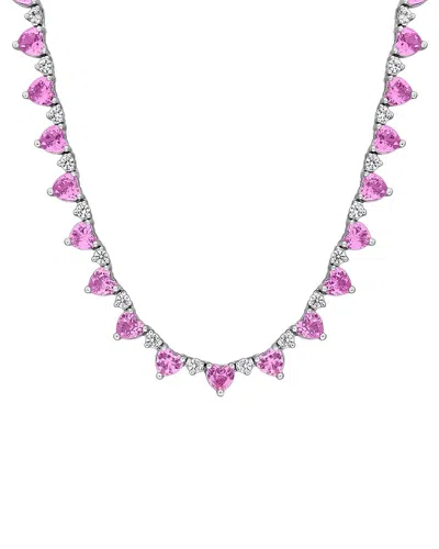 Rina Limor Silver 20.24 Ct. Tw. Lab-grown Pink And White Sapphire Necklace In Purple