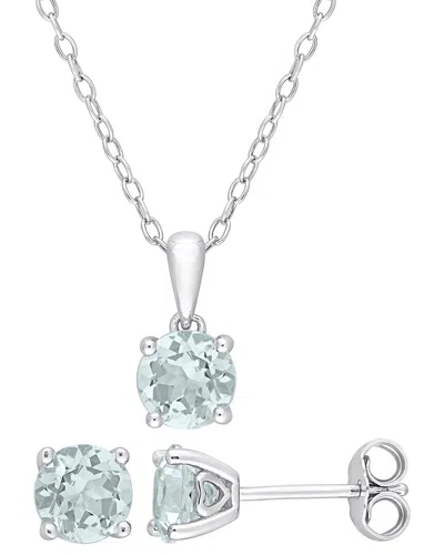 Rina Limor Silver 2.20 Ct. Tw. Aquamarine 2pc Jewelry Set