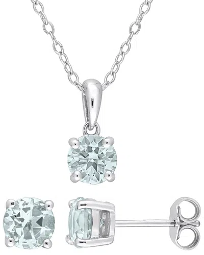 Rina Limor Silver 2.20 Ct. Tw. Aquamarine 2pc Jewelry Set