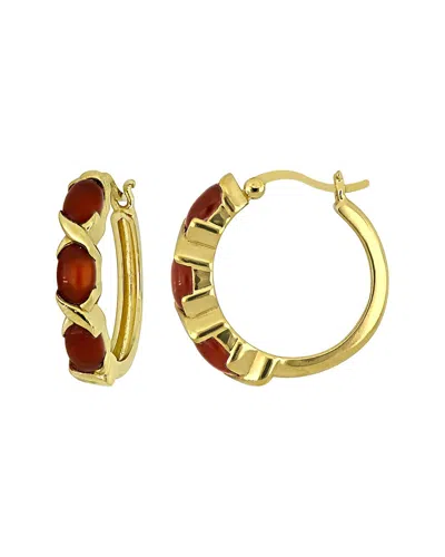 Rina Limor Silver 2.28 Ct. Tw. Red Agate Hoop Earrings In Gold