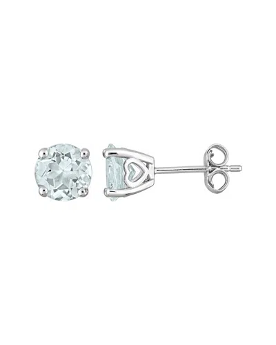 Rina Limor Silver 2.30 Ct. Tw. Aquamarine Solitaire Studs