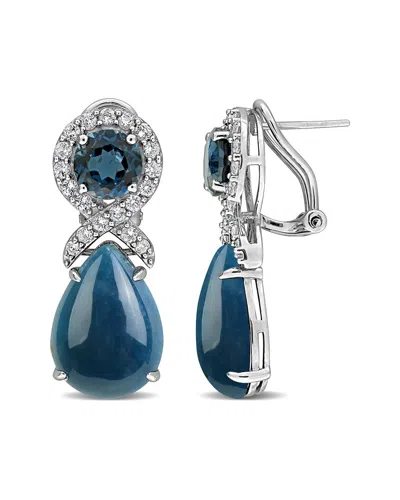 Rina Limor Silver 24.33 Ct. Tw. Apatite & Blue Topaz - London & White Topaz  Earrings