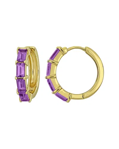 Rina Limor Silver 2.45 Ct. Tw. Amethyst Huggie Earrings In Pink