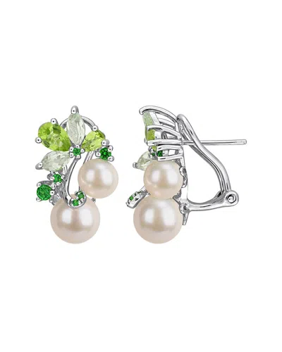 Rina Limor Silver 2.55 Ct. Tw. Gemstone & Pearl Dangle Earrings In Metallic