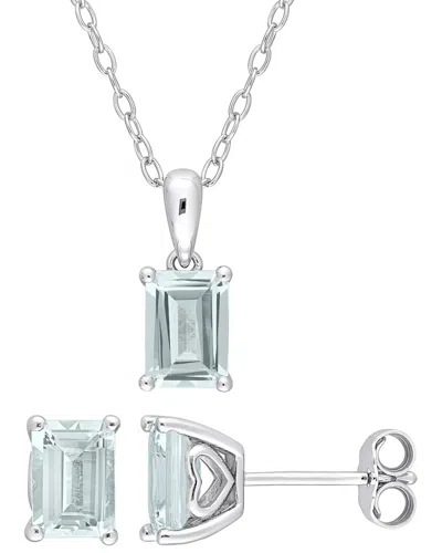 Rina Limor Silver 2.85 Ct. Tw. Aquamarine 2pc Jewelry Set