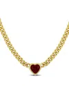 Rina Limor Silver 2.85 Ct. Tw. Ruby Heart Curb Link Necklace