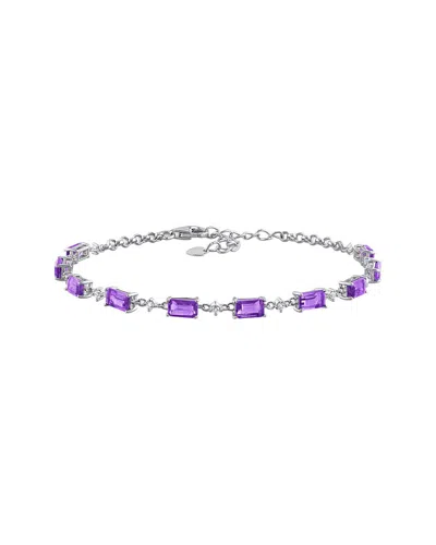 Rina Limor Silver 2.93 Ct. Tw. Amethyst-africa, White Topaz Station Bracelet In Purple