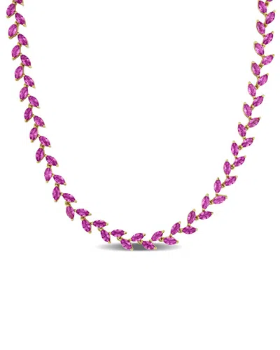 Rina Limor Silver 29.50 Ct. Tw. Lab-grown Sapphire Necklace In Pink