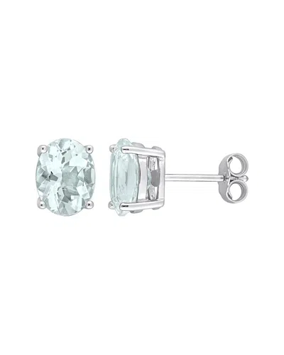 Rina Limor Silver 3.00 Ct. Tw. Aquamarine Oval Studs