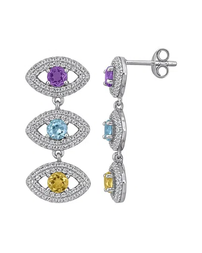Rina Limor Silver 3.02 Ct. Tw. Gemstone Earrings In Multi