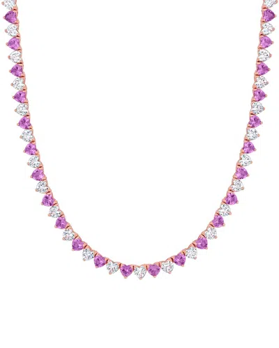 Rina Limor Silver 31.20 Ct. Tw. Lab-grown Pink And White Sapphire Necklace In Orange