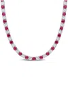 Rina Limor Silver 33.00 Ct. Tw. Lab-grown Ruby & Sapphire Necklace