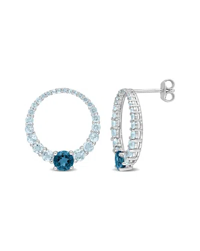 RINA LIMOR RINA LIMOR SILVER 3.32 CT. TW. GEMSTONE GRADUATED CIRCLE EARRINGS