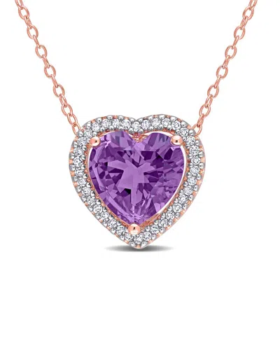 Rina Limor Silver 3.43 Ct. Tw. Amethyst Heart Necklace In Purple