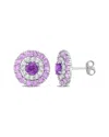 Rina Limor Silver 3.52 Ct. Tw. Gemstone Double Halo Studs