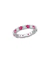 Rina Limor Silver 3.70 Ct. Tw. Lab-grown Created Ruby, Created White Sapphire Eternity Ring In Neutral