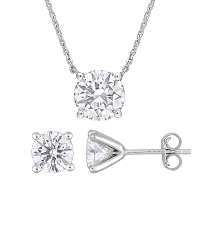 Rina Limor Silver 3.75 Ct. Tw. Created White Moissanite Jewelry Set In Metallic