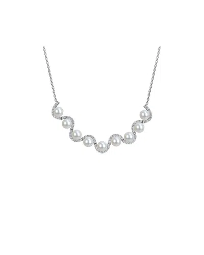 Rina Limor Silver 3.84 Ct. Tw. Gemstone & 8-8.5mm Pearl Necklace