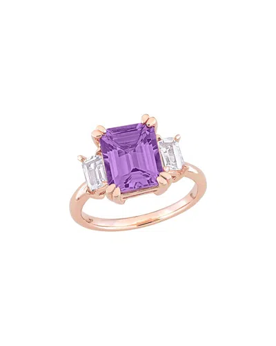 Rina Limor Silver 3.96 Ct. Tw. Amethyst, White Topaz Ring In Orange