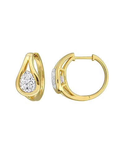 Rina Limor Silver 4.00 Ct. Tw. Created White Moissanite Hoop Earrings In Gold