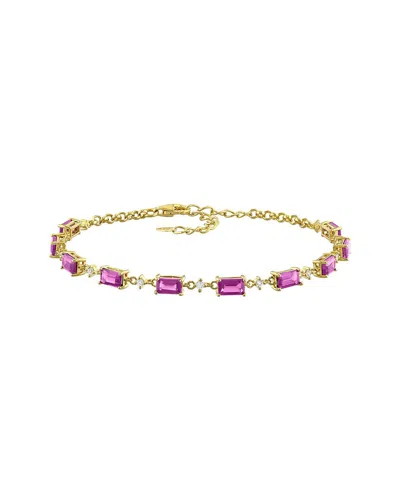 Rina Limor Silver 4.03 Ct. Tw. Rhodolite, White Topaz Station Bracelet In Gold