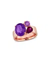 Rina Limor Silver 4.05 Ct. Tw. Amethyst & Rhodolite Ring
