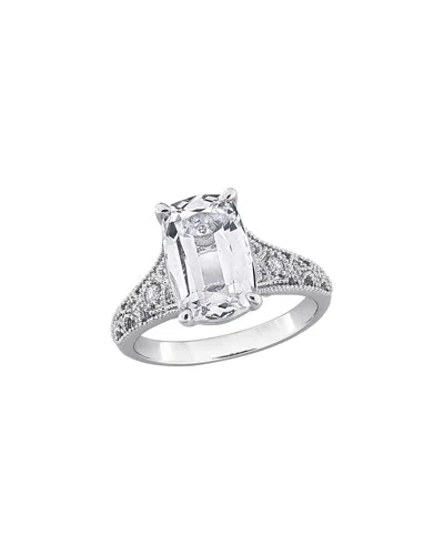 Rina Limor Silver 4.16 Ct. Tw. Lab-grown Created White Sapphire Cocktail Ring In Pattern