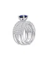 Rina Limor Silver 4.21 Ct. Tw. Lab-grown Sapphire Ring Set In Metallic