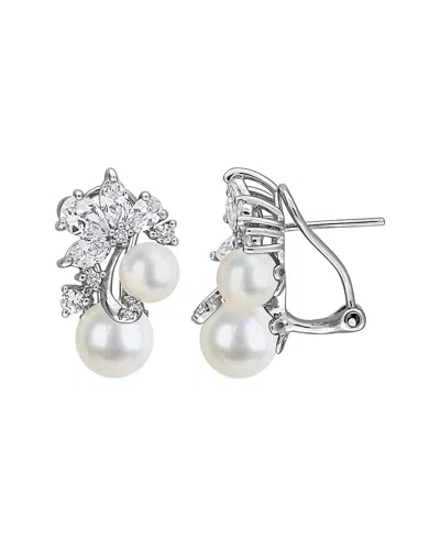 Rina Limor Silver 4.26 Ct. Tw. Gemstone & Pearl Dangle Earrings In Metallic