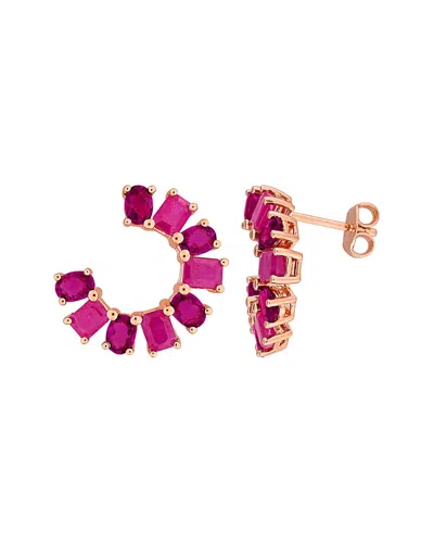 Rina Limor Silver 4.26 Ct. Tw. Rhodolite Curved Stud Earrings In Gold