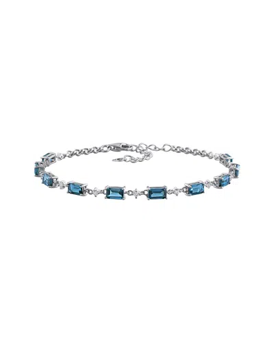 Rina Limor Silver 4.33 Ct. Tw. Blue Topaz - London, White Topaz Station Bracelet In Metallic