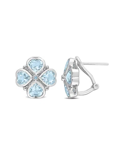 Rina Limor Silver 4.43 Ct. Tw. Topaz Floral Earrings In Blue