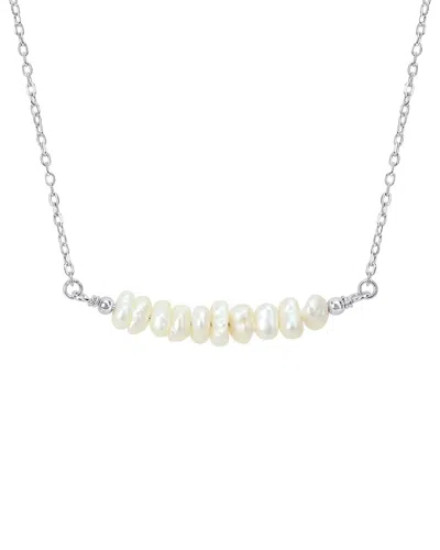 Rina Limor Silver 4-5.0 Mm Pearl Bar Necklace In Metallic