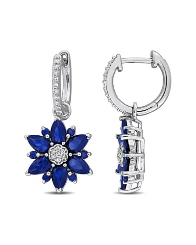 Rina Limor Silver 4.59 Ct. Tw. Diamond & Lab-grown Sapphire Earrings