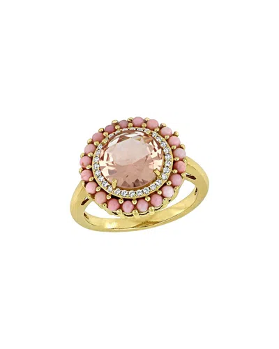 Rina Limor Silver 4.73 Ct. Tw. Lab-grown Morganite Halo Ring In Gold