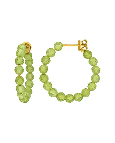 Rina Limor Silver 4.96 Ct. Tw. Peridot Hoop Earrings In Green