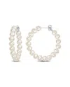 Rina Limor Silver 5-5.5mm Pearl Hoops In Metallic